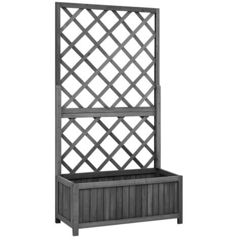 Garden Trellis Planter Black 70x30x135 cm Solid Firwood vidaXL
