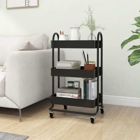 3-Tier Trolley Black 43x34x79 cm Steel vidaXL (1/5)