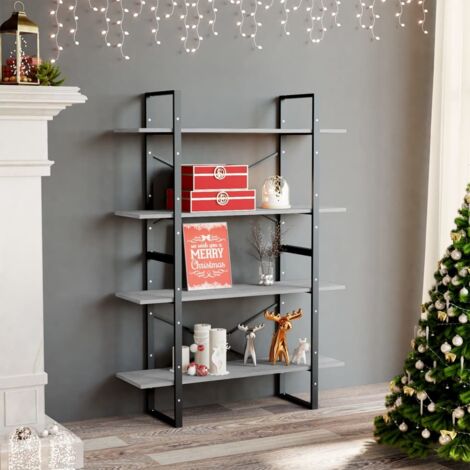 4-Tier Book Cabinet Concrete Grey 100x30x140 cm Engineered Wood vidaXL