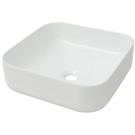 Basin Square Ceramic White 39x39x13.5 cm vidaXL