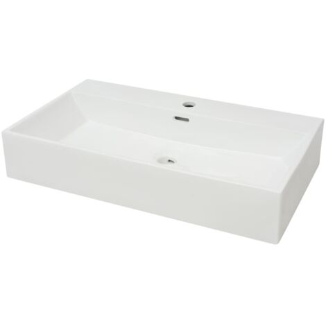 Basin with Faucet Hole Ceramic White 76x42.5x14.5 cm vidaXL