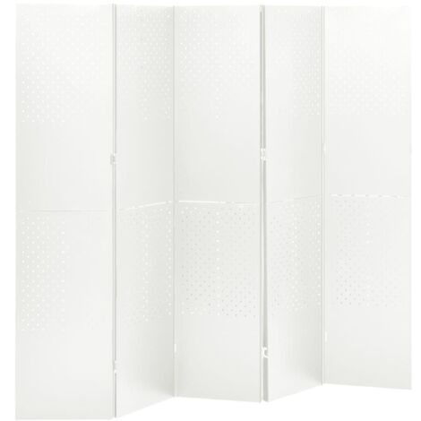 5-Panel Room Divider White 200x180 cm Steel vidaXL (1/5)