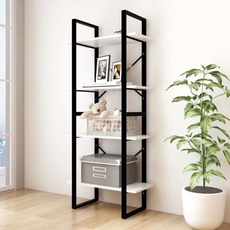 4-Tier Book Cabinet White 60x30x140 cm Solid Pine Wood vidaXL
