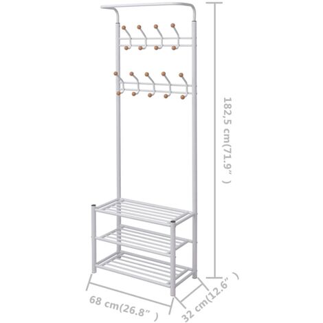 Clothes Rack with Shoe Storage 68x32x182.5 cm White vidaXL