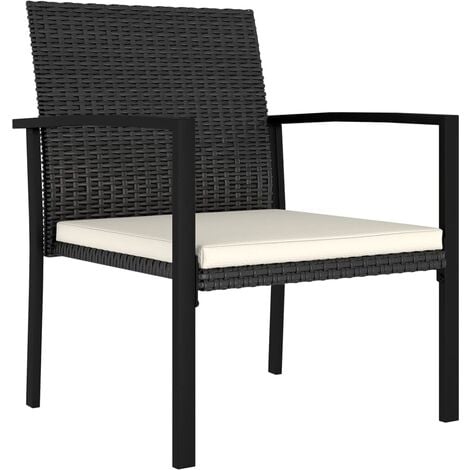 Garden Dining Chairs 2 pcs Poly Rattan Black vidaXL