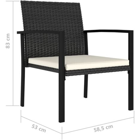 Garden Dining Chairs 2 pcs Poly Rattan Black vidaXL