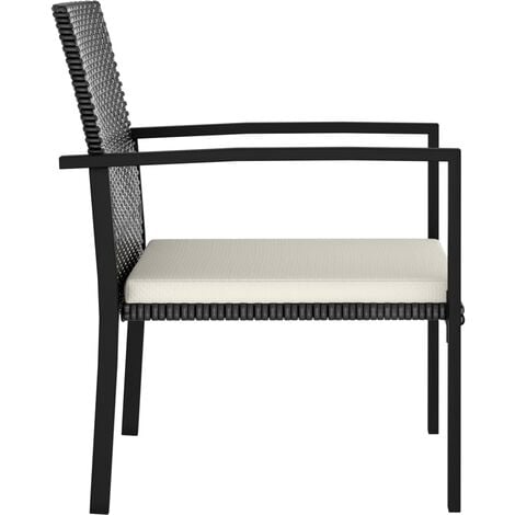 Garden Dining Chairs 2 pcs Poly Rattan Black vidaXL