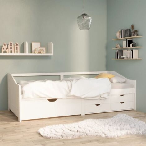 3-Seater Day Bed without Mattress White Solid Pinewood 90x200cm vidaXL