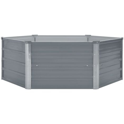 Raised Garden Bed 129x129x46 cm Galvanised Steel Grey vidaXL