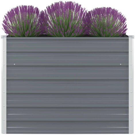 Raised Garden Bed 100x100x77 cm Galvanised Steel Grey vidaXL