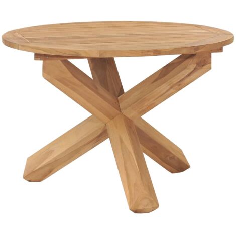 Garden Dining Table Ø110x75 cm Solid Teak Wood vidaXL (1/5)