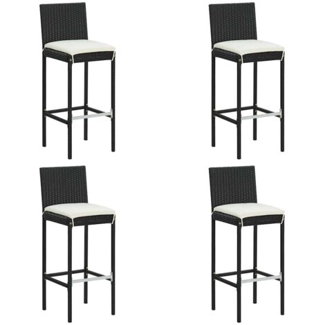 Bar Stool Set of 4 Black and cream Poly rattan Counter Height vidaXL