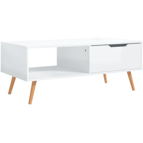 Coffee Table High Gloss White 100x49.5x43 cm Engineered Wood vidaXL (1/5)
