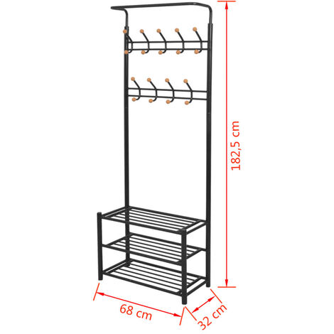 Clothes Rack with Shoe Storage 68x32x182.5 cm Black vidaXL