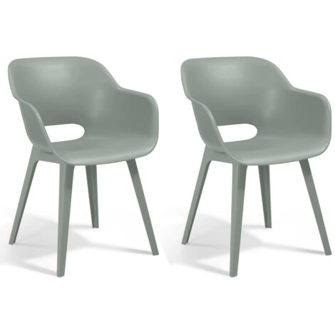 Outdoor Chair   Set of 2  Vintage Green  Plastic  Standard Keter