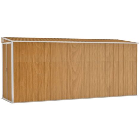 vidaXL Wall-mounted Garden Shed Brown 118x382x178 cm Galvanised Steel