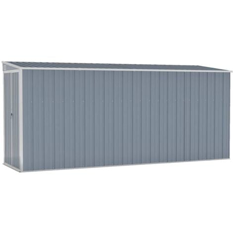 Wall-mounted Garden Shed Grey 118x382x178 cm Galvanised Steel vidaXL