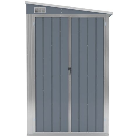 Wall-mounted Garden Shed Grey 118x382x178 cm Galvanised Steel vidaXL