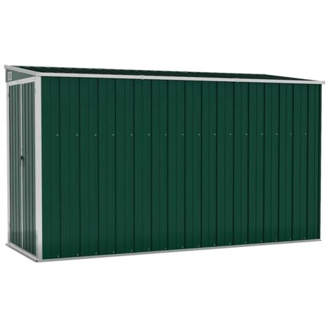 Wall-mounted Garden Shed Green 118x288x178 cm Galvanised Steel vidaXL