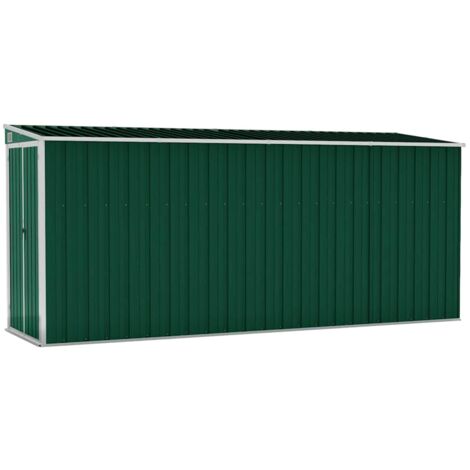 Wall-mounted Garden Shed Green 118x382x178 cm Galvanised Steel vidaXL