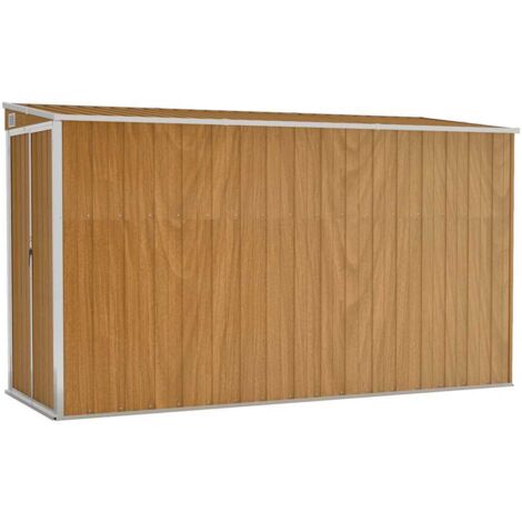 Wall-mounted Garden Shed Brown 118x288x178 cm Galvanised Steel vidaXL