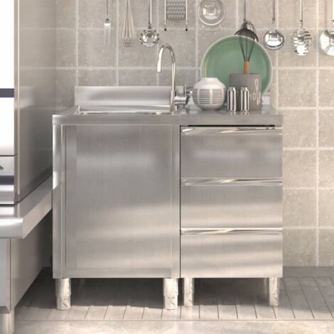 Commercial Kitchen Cabinets 2 pcs Stainless Steel vidaXL