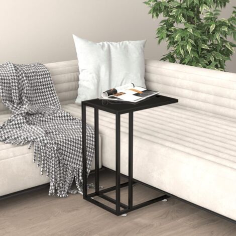 Computer Side Table Black 50x35x65 cm Tempered Glass vidaXL