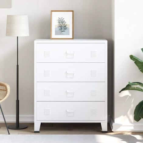 Industrial Drawer Cabinet White 78x40x93 cm Metal vidaXL