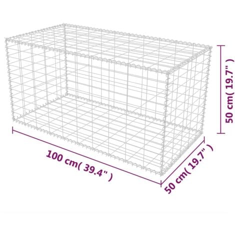 Gabion Basket Galvanised Steel 100x50x50 cm vidaXL