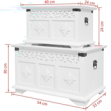 Two Piece Storage Chest Set White vidaXL