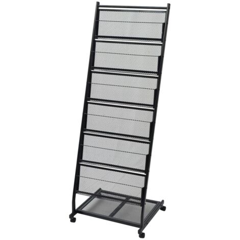 Magazine Rack 47.5x43x133 cm Black A4 vidaXL