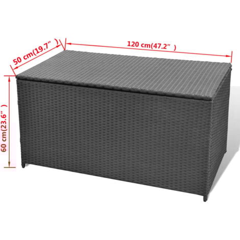 Garden Storage Box Black 120x50x60 cm Poly Rattan vidaXL