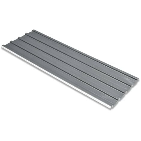 Roof Panels 12 pcs Galvanised Steel Grey vidaXL