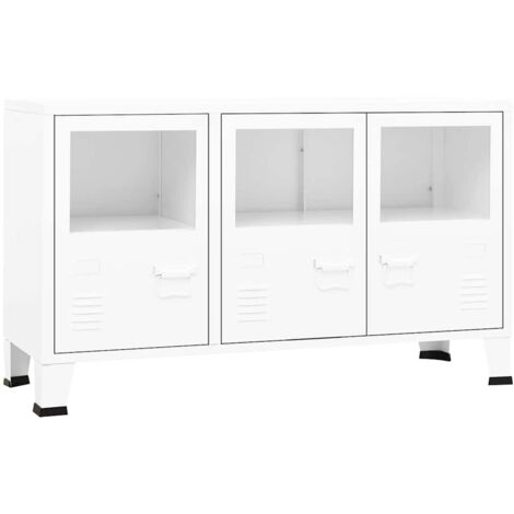 Industrial Sideboard White 105x35x62 cm Metal and Glass vidaXL (1/5)