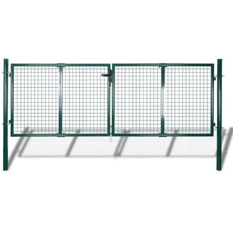Fence Gate Steel 306x100 cm Green vidaXL