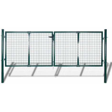 Fence Gate Steel 306x125 cm Green vidaXL