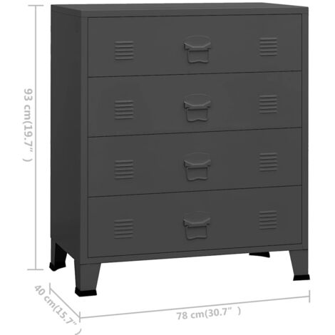 Industrial Drawer Cabinet Anthracite 78x40x93 cm Metal vidaXL