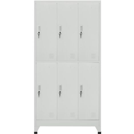 Locker Cabinet with 6 Compartments Steel 90x45x180 cm Grey vidaXL