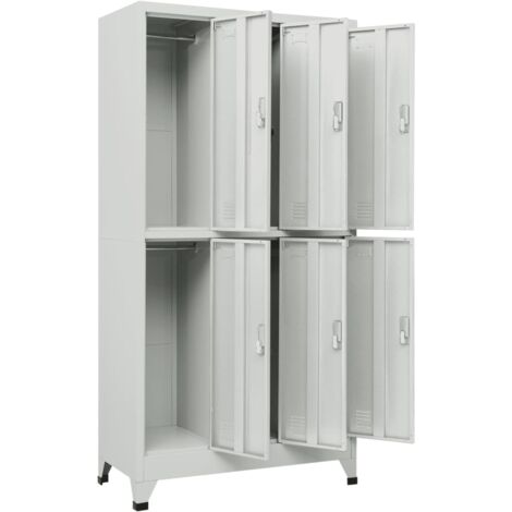 Locker Cabinet with 6 Compartments Steel 90x45x180 cm Grey vidaXL