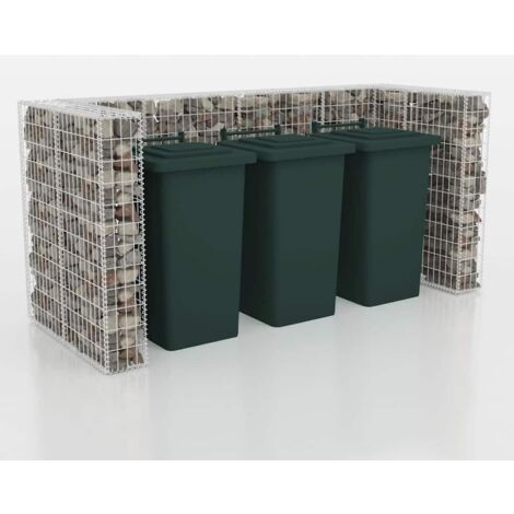 Gabion Triple Wheelie Bin Surround Steel 250x100x120 cm vidaXL