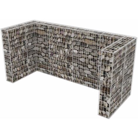 Gabion Triple Wheelie Bin Surround Steel 250x100x120 cm vidaXL