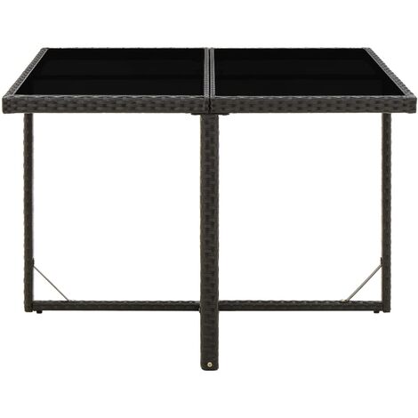 Garden Table Black 109x107x74 cm Poly Rattan and Glass vidaXL