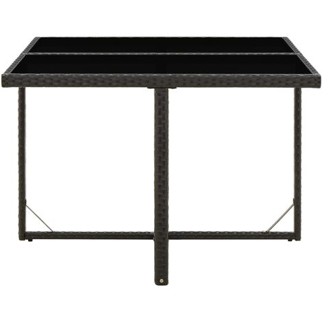 Garden Table Black 109x107x74 cm Poly Rattan and Glass vidaXL