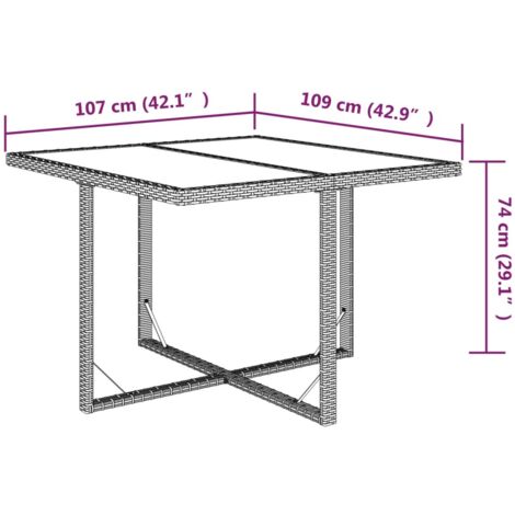 Garden Table Beige 109x107x74 cm Poly Rattan and Glass vidaXL