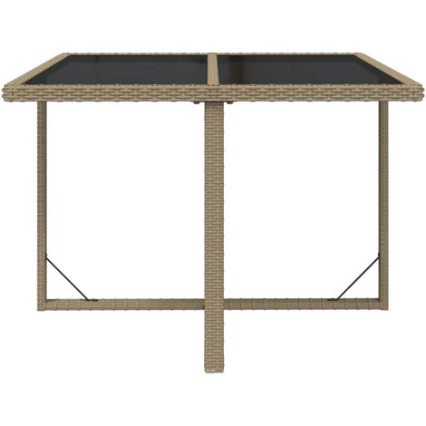 Garden Table Beige 109x107x74 cm Poly Rattan and Glass vidaXL