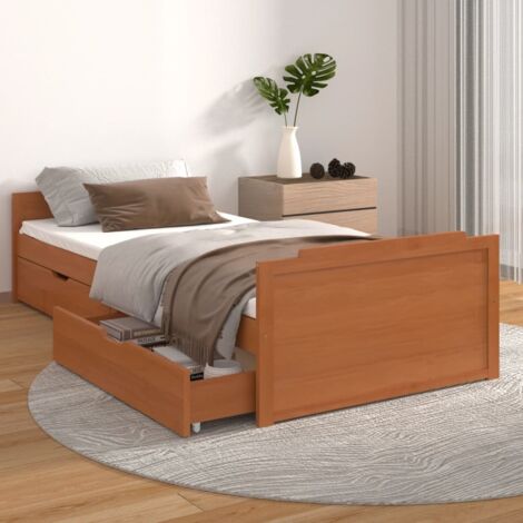 Bed Frame Honey brown Solid pine wood Single Bed Frame vidaXL