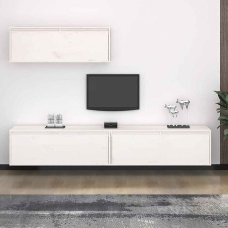TV Cabinets 3 pcs White Solid Wood Pine vidaXL (1/5)