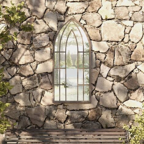 Garden Mirror Sand 100x45 cm Iron for Outdoor Use vidaXL