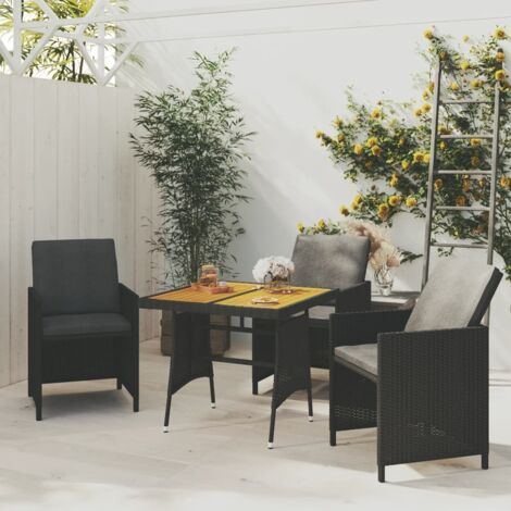 Garden Table Black 70x70x72 cm Poly Rattan & Solid Acacia Wood vidaXL