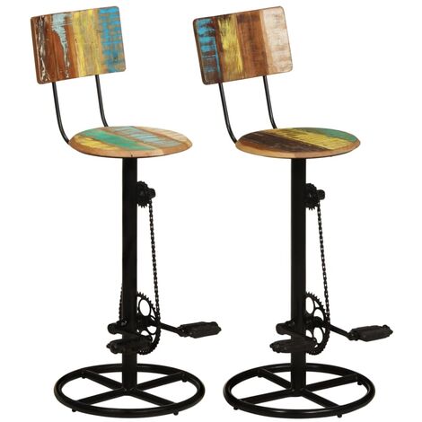 vidaXL Bar Stools 2 pcs Solid Wood Reclaimed